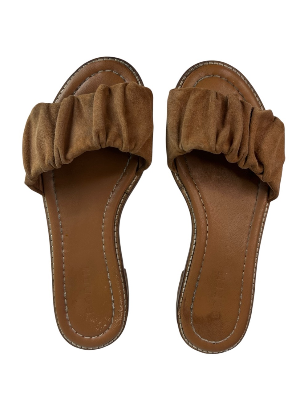 Boden Brown Suede Ruched Slide Sandals Women’s US 9 Gathered Flat Slip On